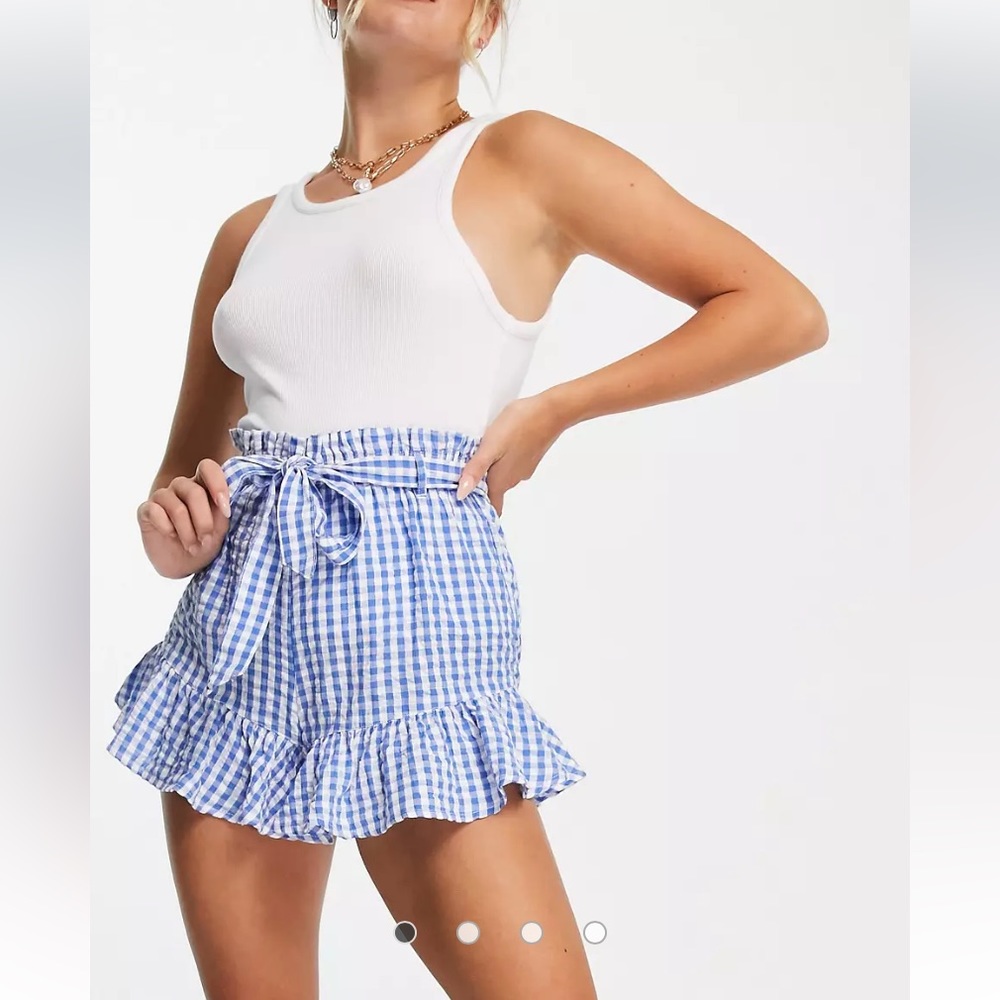 New Look volume short in blue gingham check